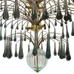 Pair of Italian Chandeliers with Glass Drops, Sold Individually