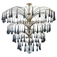 Pair of Italian Chandeliers with Glass Drops, Sold Individually