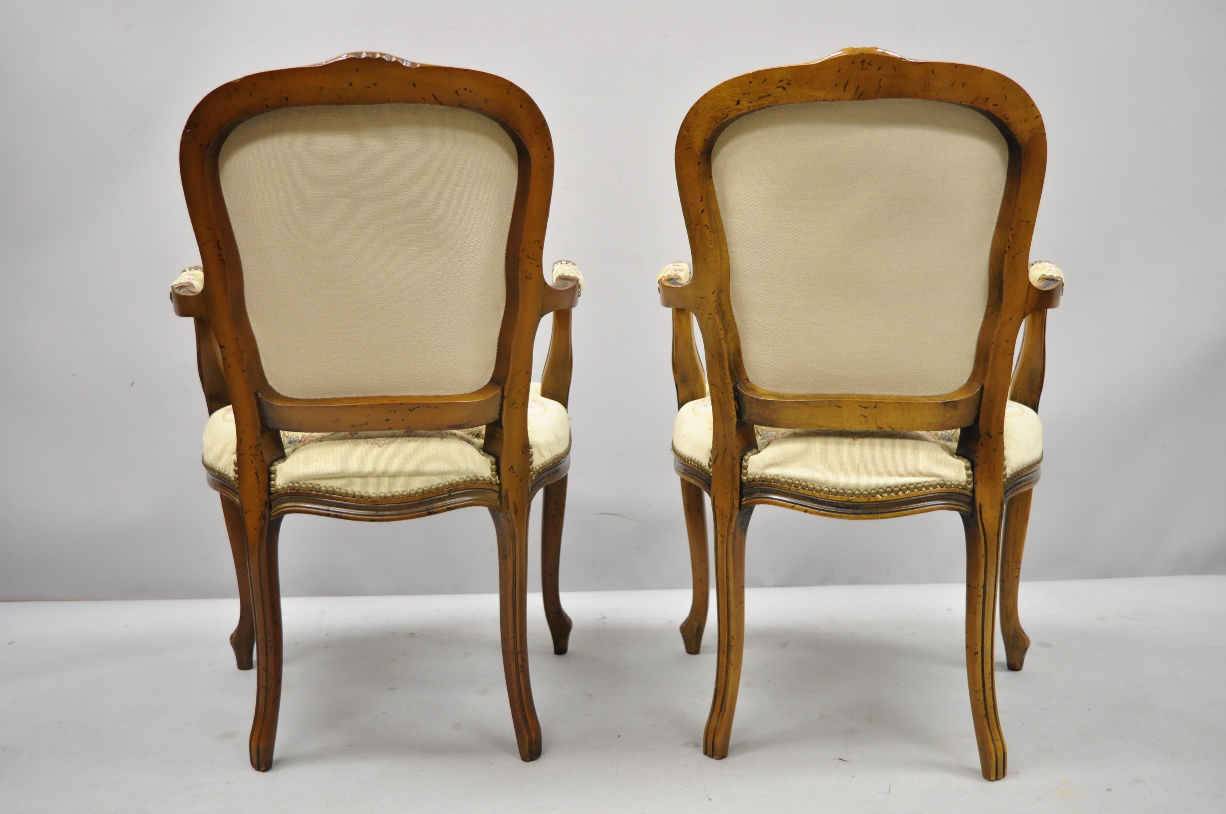 Pair of Italian Chateau d'Ax Spa French Louis XV Style Tapestry Armchairs 4
