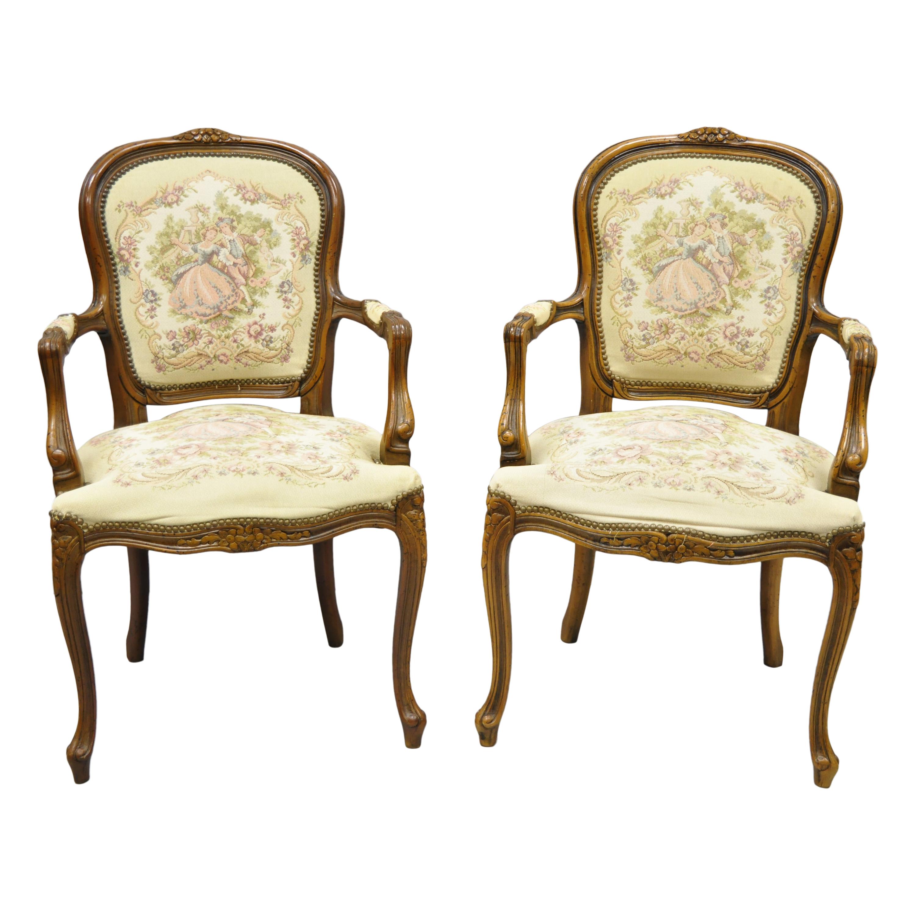 LOUIS XV ARM CHAIR FRENCH STYLE BLACK AND WHITE WITH GOLD WOOD 