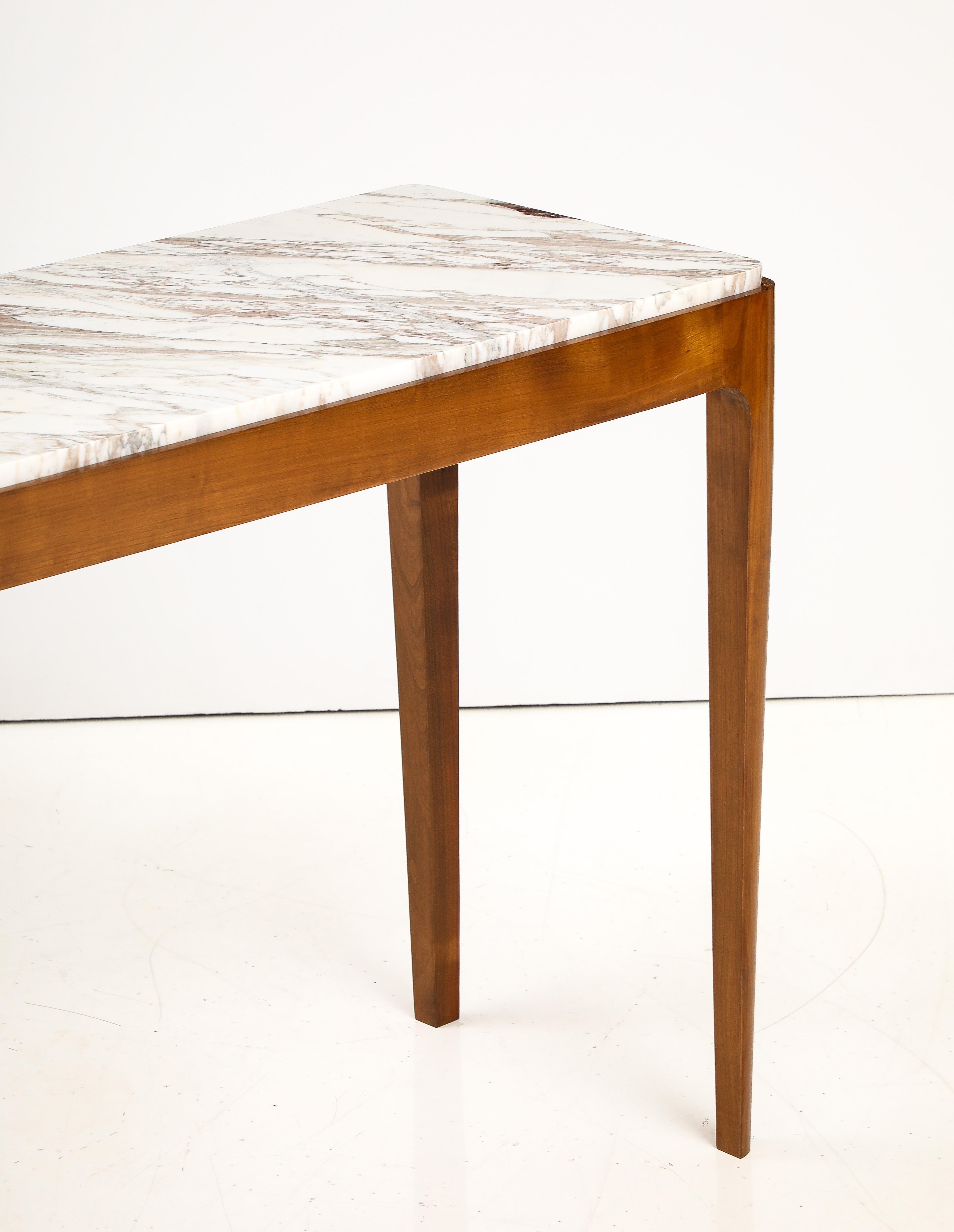 Pareja de Consolas Italianas de Madera de Cerezo y Mármol Broccatello, Italia en venta 4