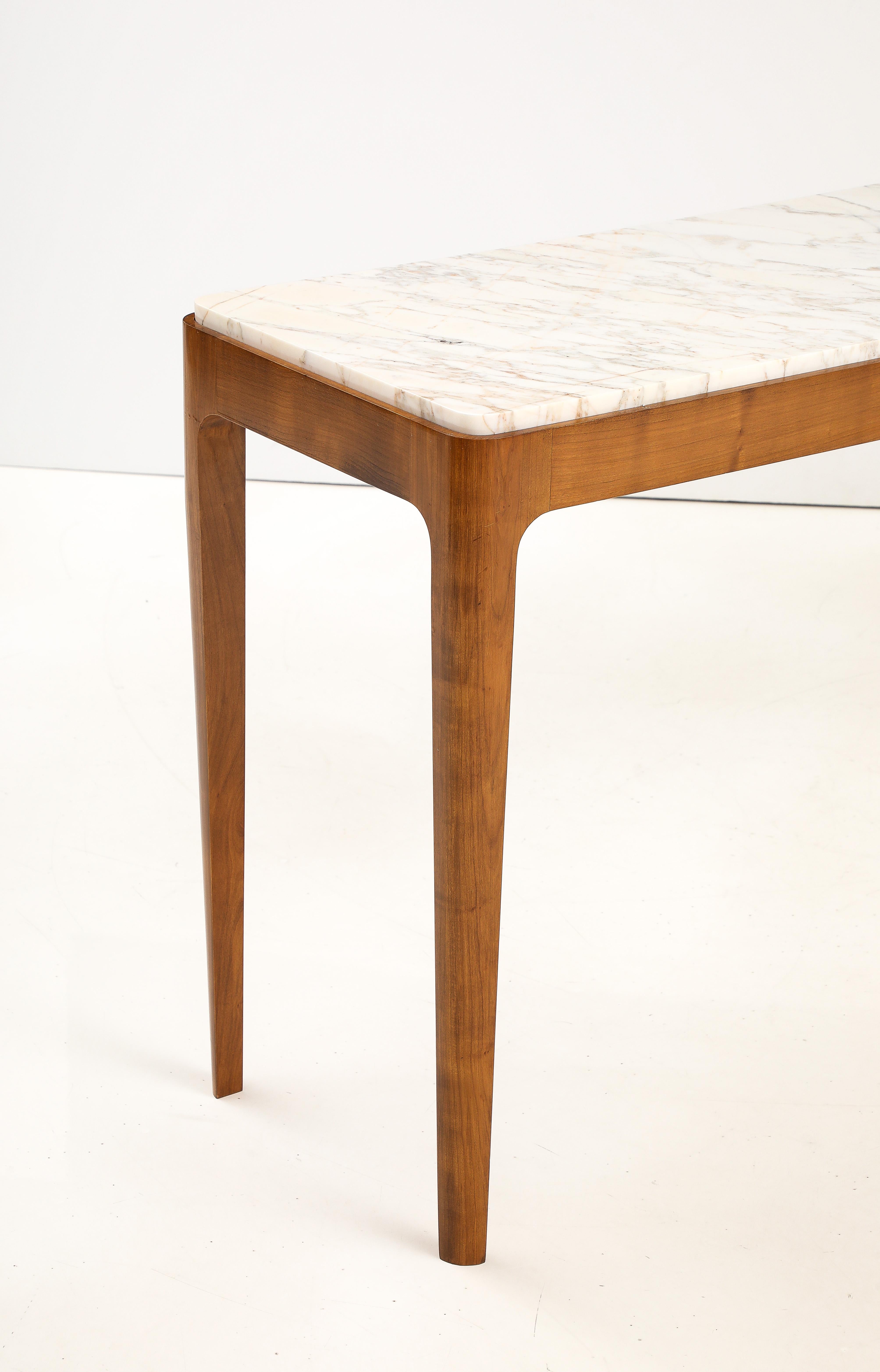 Pareja de Consolas Italianas de Madera de Cerezo y Mármol Broccatello, Italia en venta 6