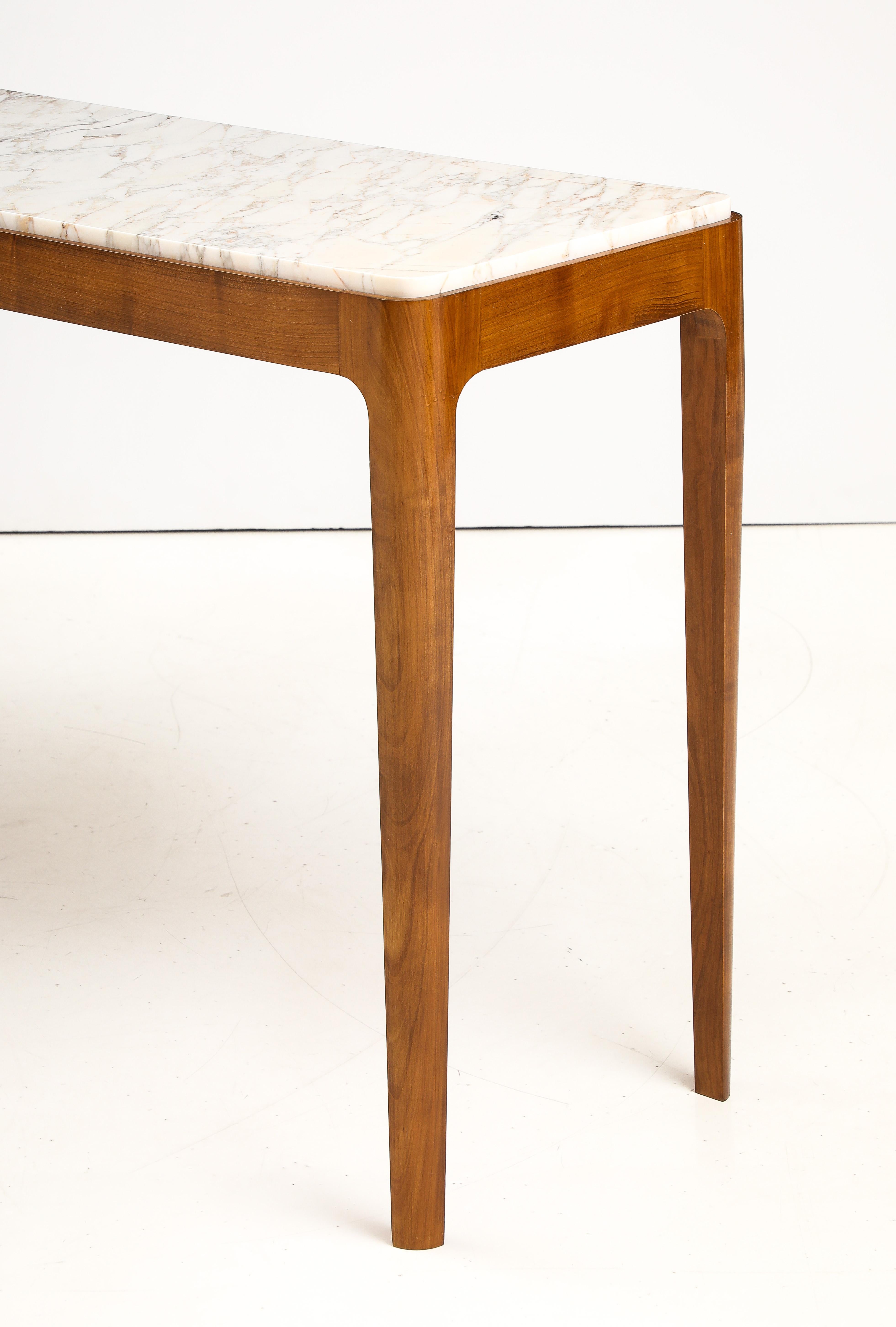 Pareja de Consolas Italianas de Madera de Cerezo y Mármol Broccatello, Italia en venta 1