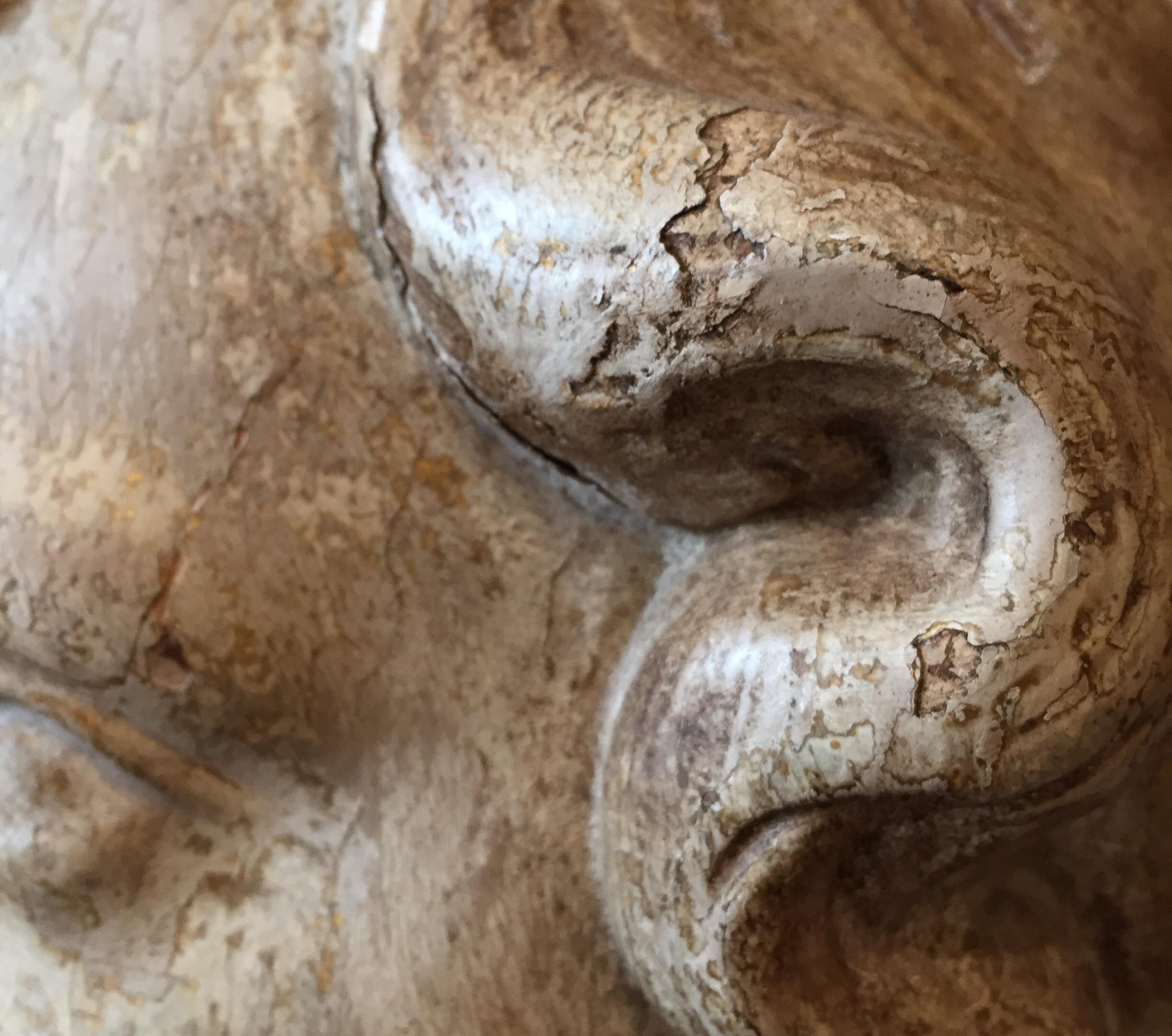 Pair of Italian Cherub Head Sculptures 18th Century Carved Winged Putti Heads 6