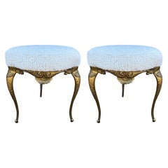 Pair Of Italian Chiavari Brass Ottomans