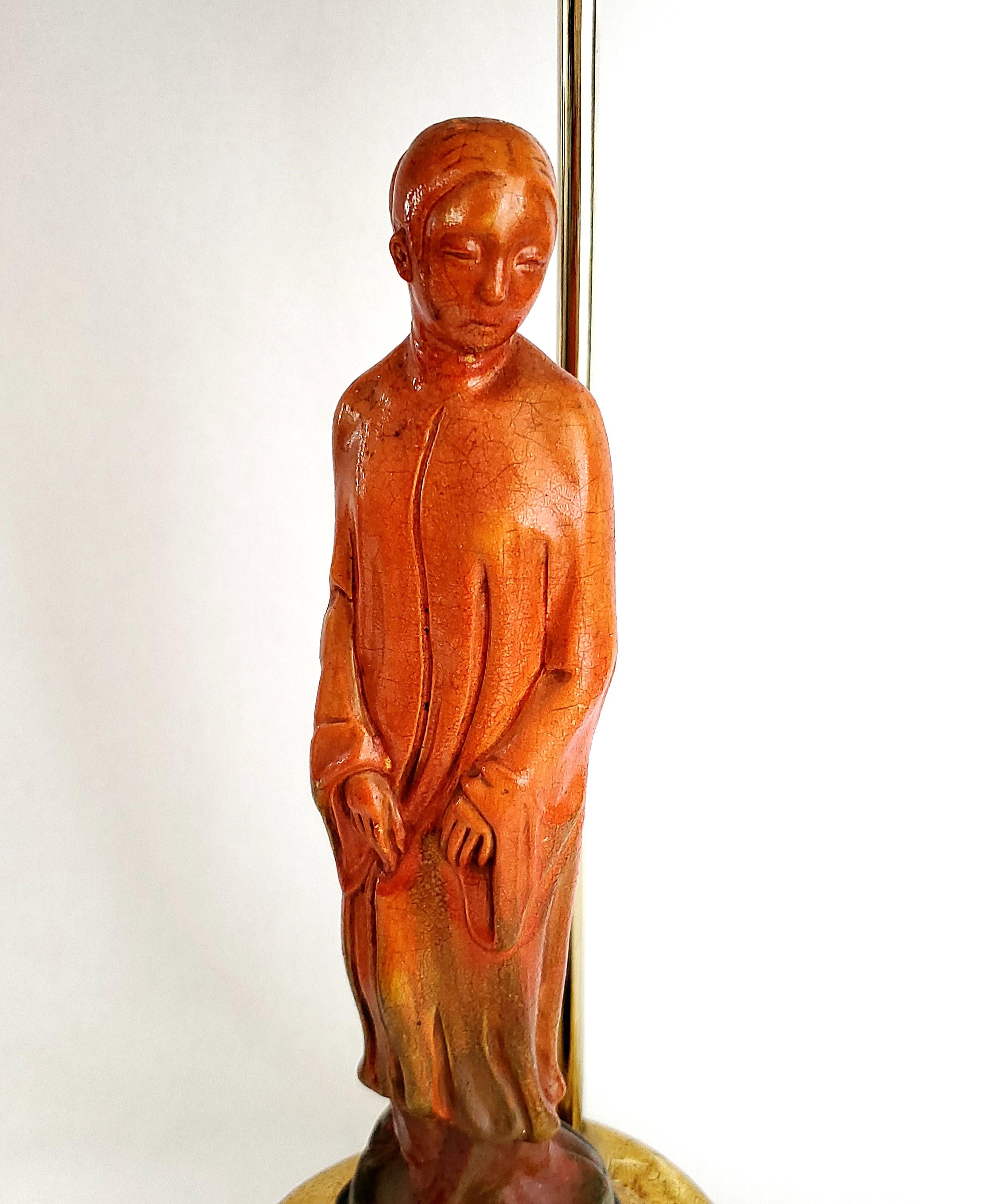 Coppia di lampade da tavolo con statuetta cinese di Borghese firmate in vendita 3