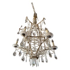 Pair of Italian Chinoiserie-Style Pagoda-Form Crystal Chandeliers