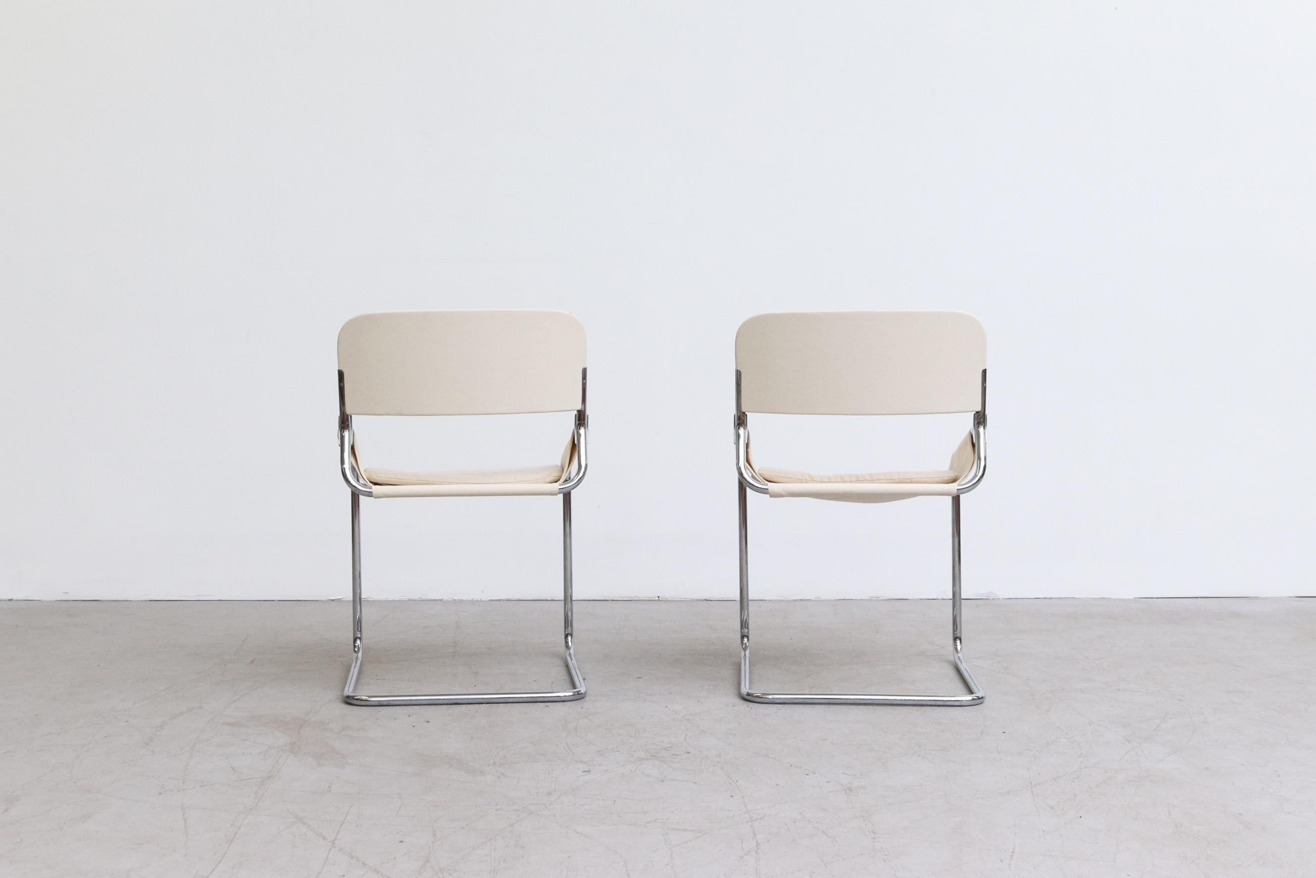 Pair of Italian Chrome and Canvas Chairs 1