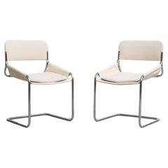 Pair of Italian Chrome and Canvas Chairs