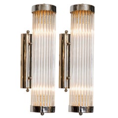 Pair of Italian Chrome and glass Arm Wall Lights