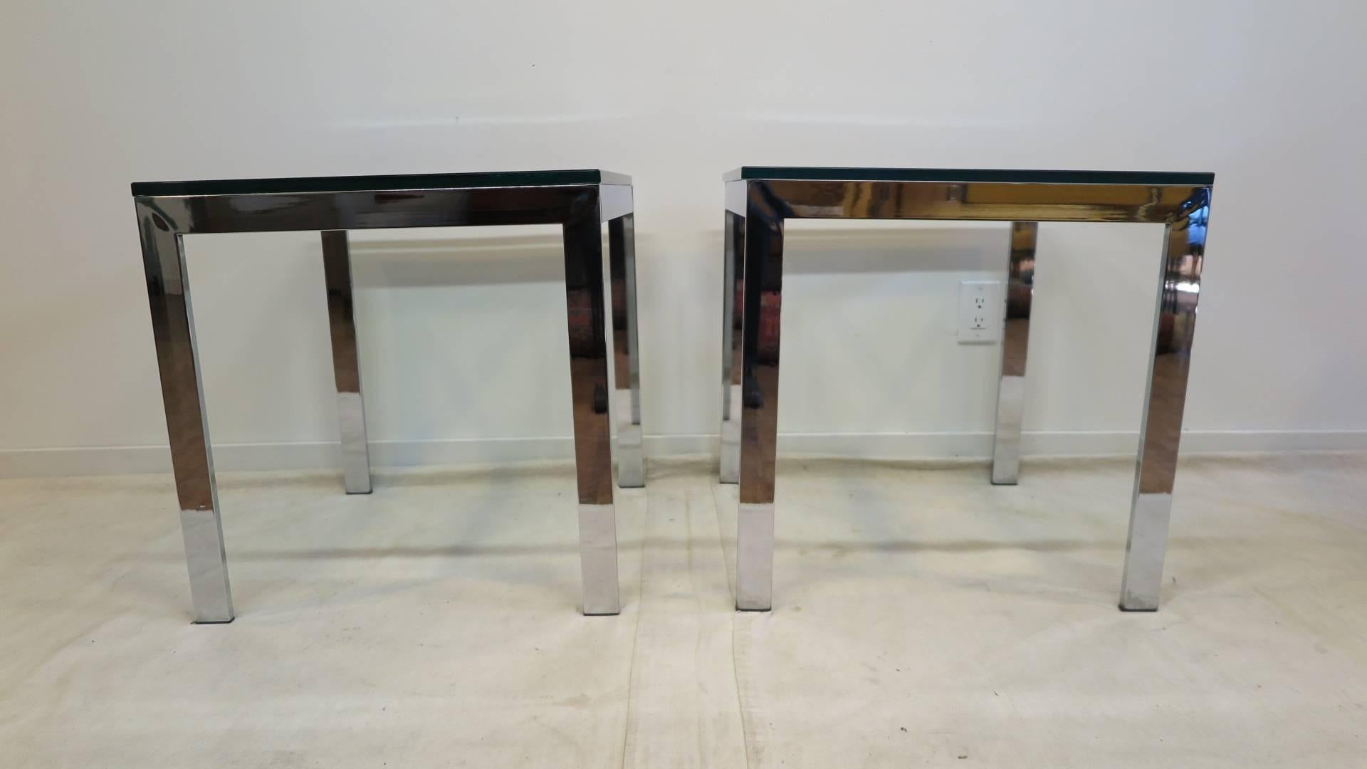 chrome and glass side tables