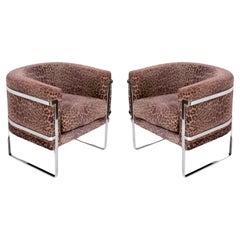 Pair of Italian Chrome Lounge Chairs by Claudio Salocchi for Sormani