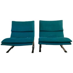 Pair of Italian Chrome Lounge Chairs Restored Saporiti