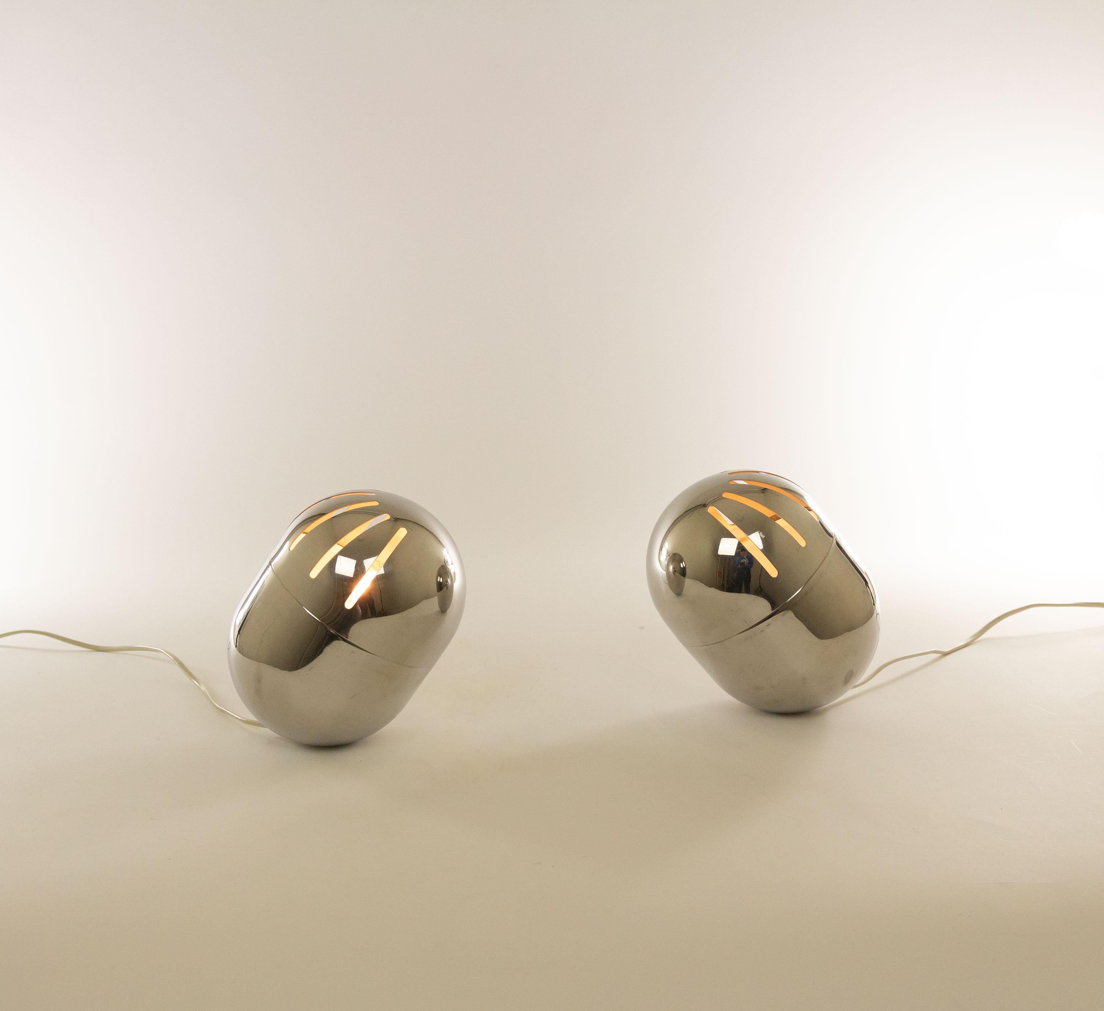 Space Age Pair of Italian Chrome Table Lamps by Reggiani, 1970s For Sale