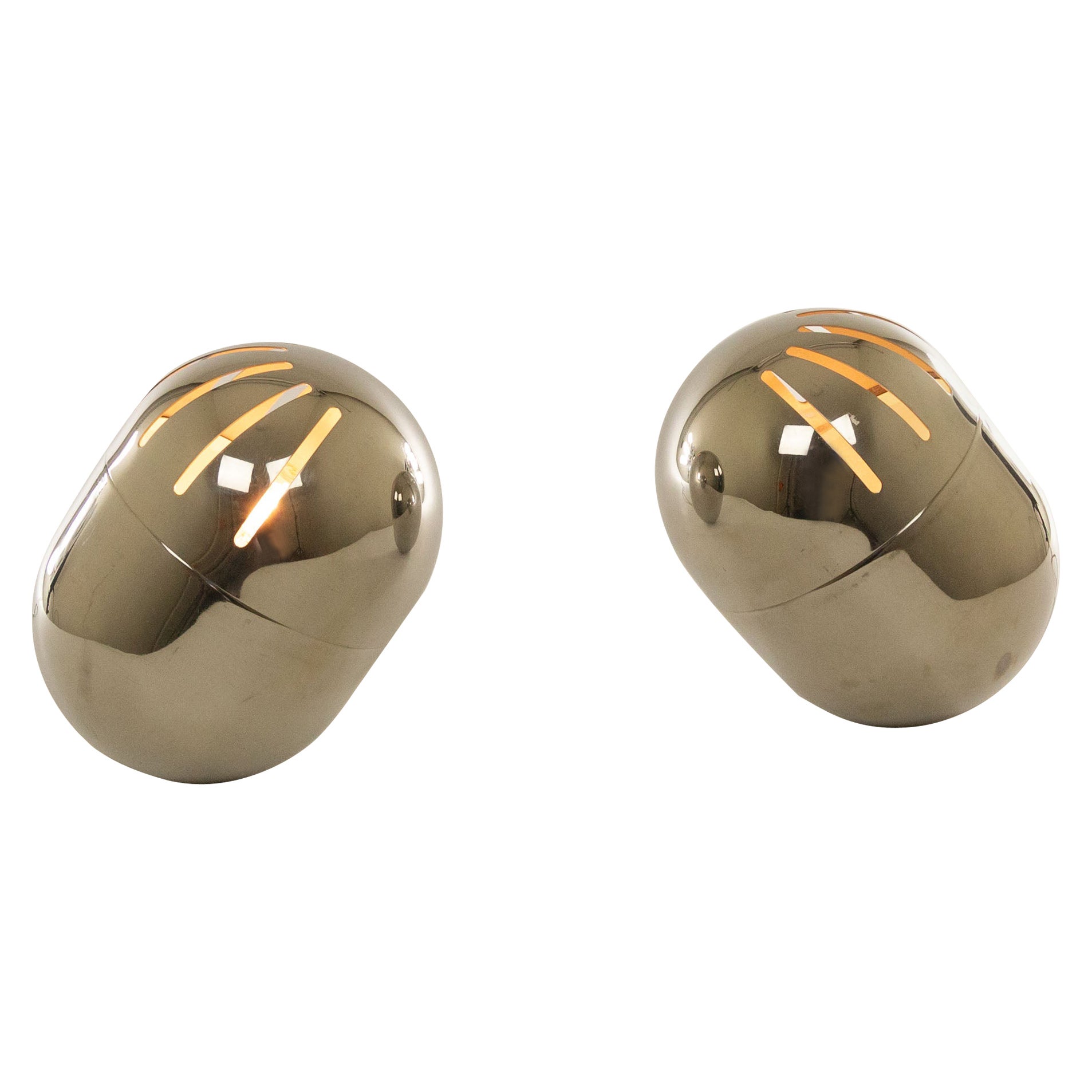 Pair of Italian Chrome Table Lamps by Reggiani, 1970s