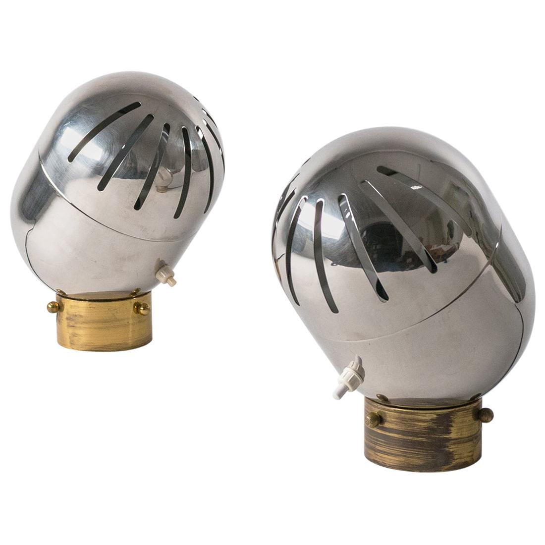 Pair of Italian Chrome Table Lamps by Reggiani, circa 1968 For Sale