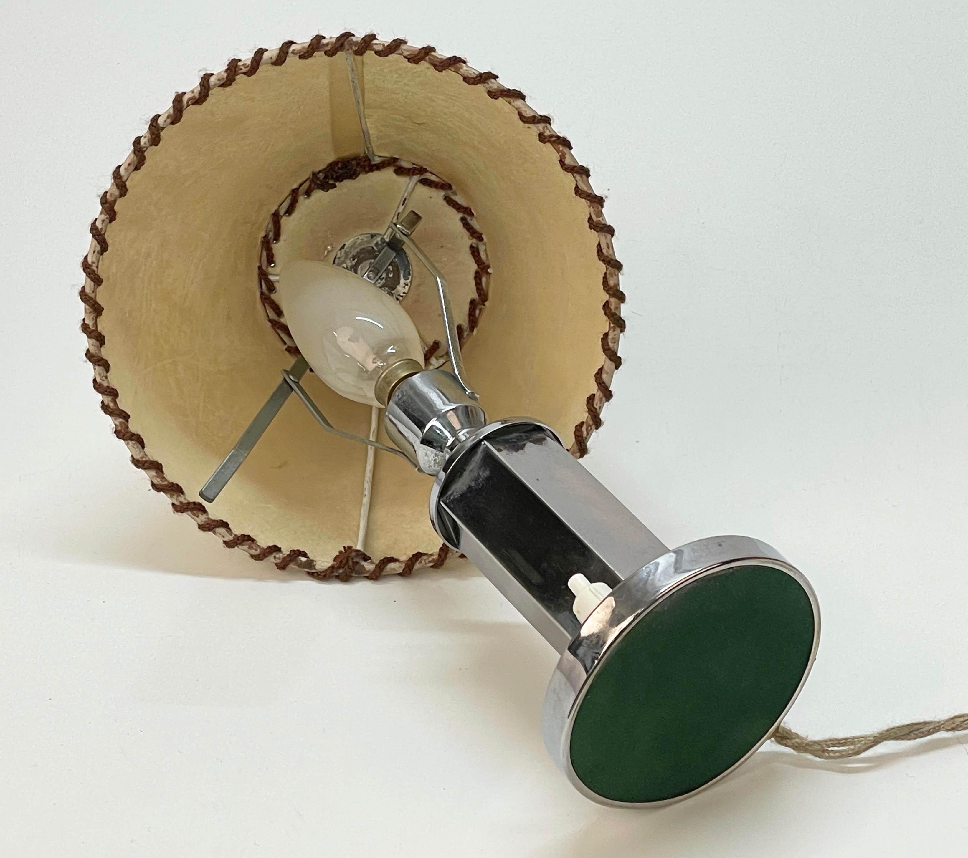 Pair of Italian Chrome Table Lamps with Adjustable Parchment Lampshade, 1940s 8