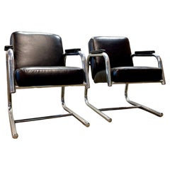 Pareja de sillones italianos de tubo cromado c.1970's