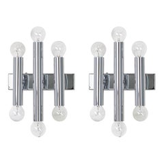 Retro Pair of Italian Chrome Wall Sconces Sciolari Style, 1970s