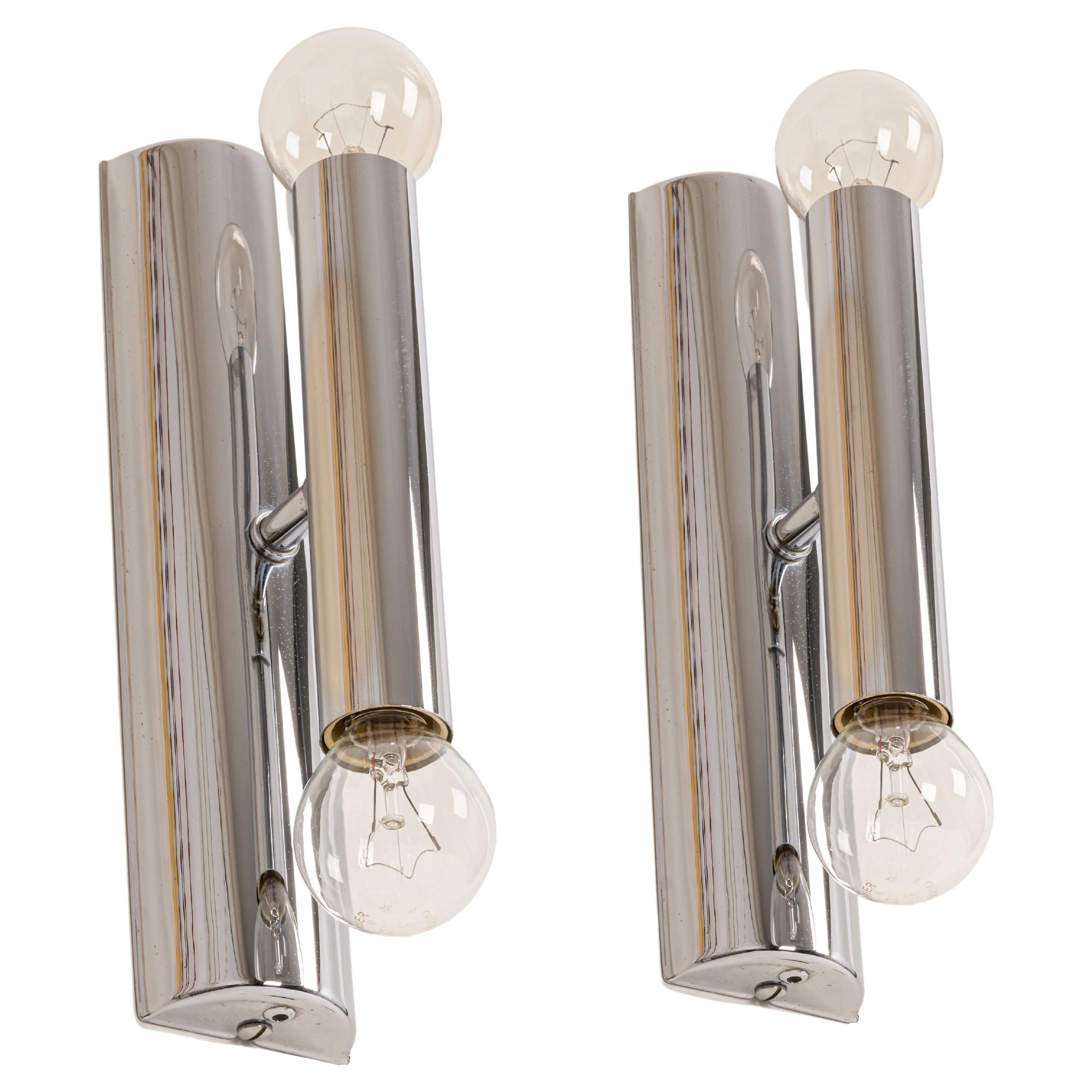 Pair of Italian Chrome Wall Sconces Sciolari Style, 1970s