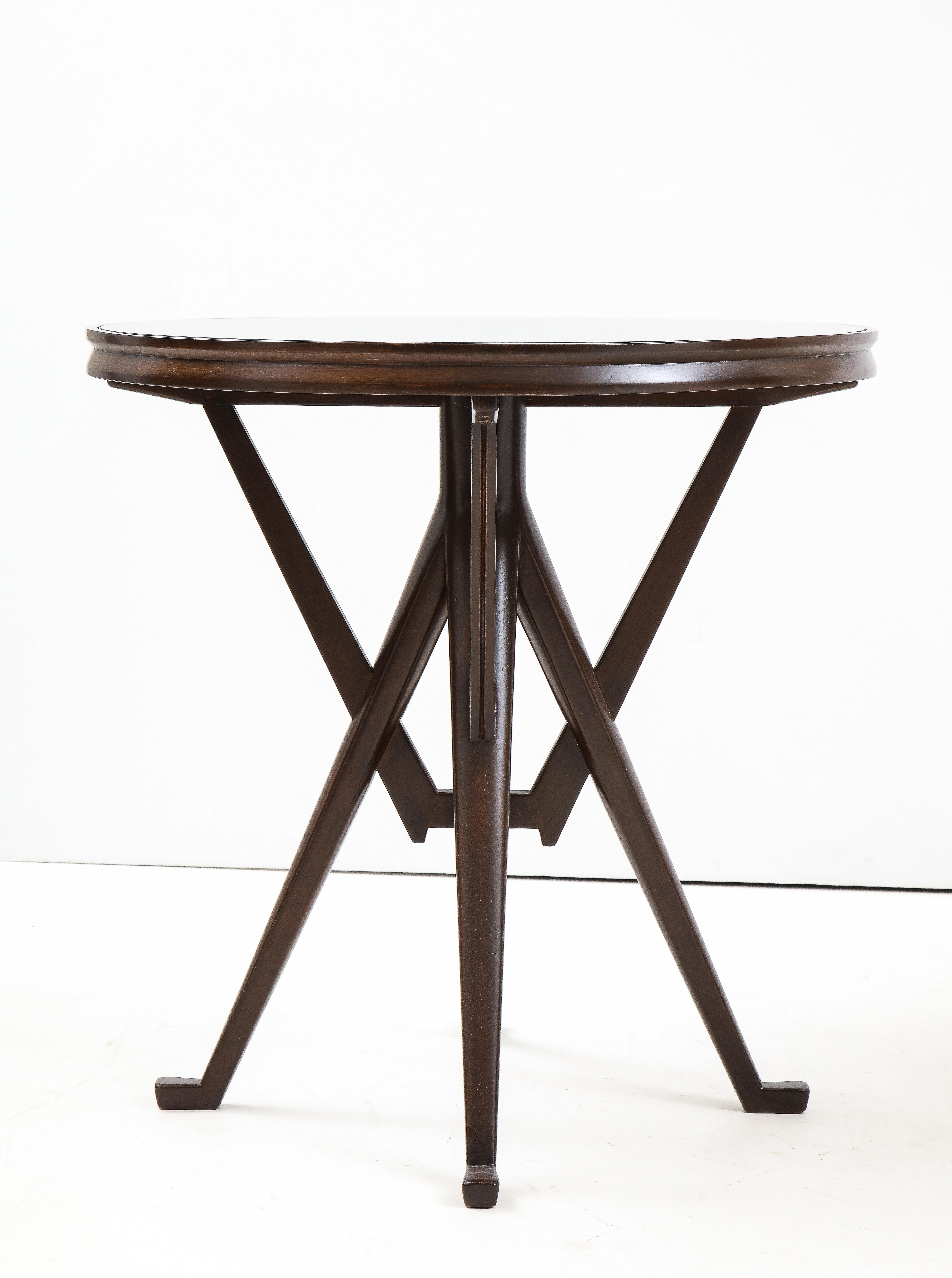 Mid-20th Century Pair of Italian Circular Wood and Glass Tables Attributed to Ico Parisi