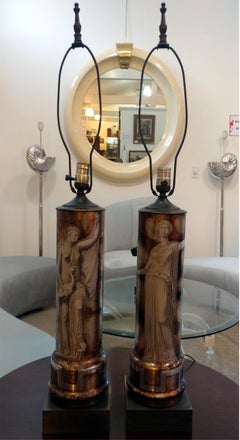 Pair of Italian Classical Modern Table Lamps Attributed to Fornasetti