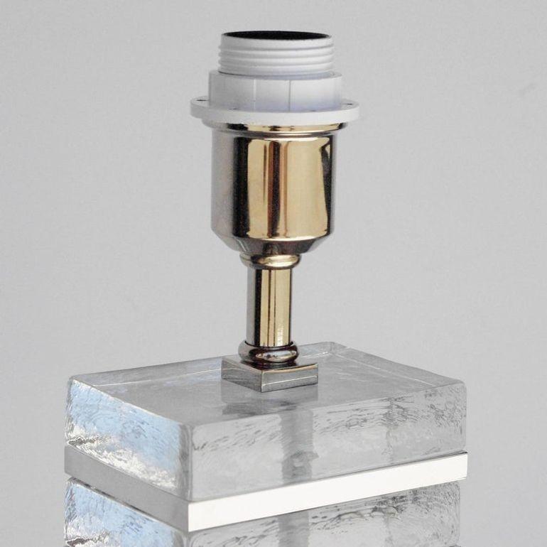 Pair of Italian Clear Murano Glass Blocks Table Lamps with Chrome Details, 1990s (Italienisch) im Angebot