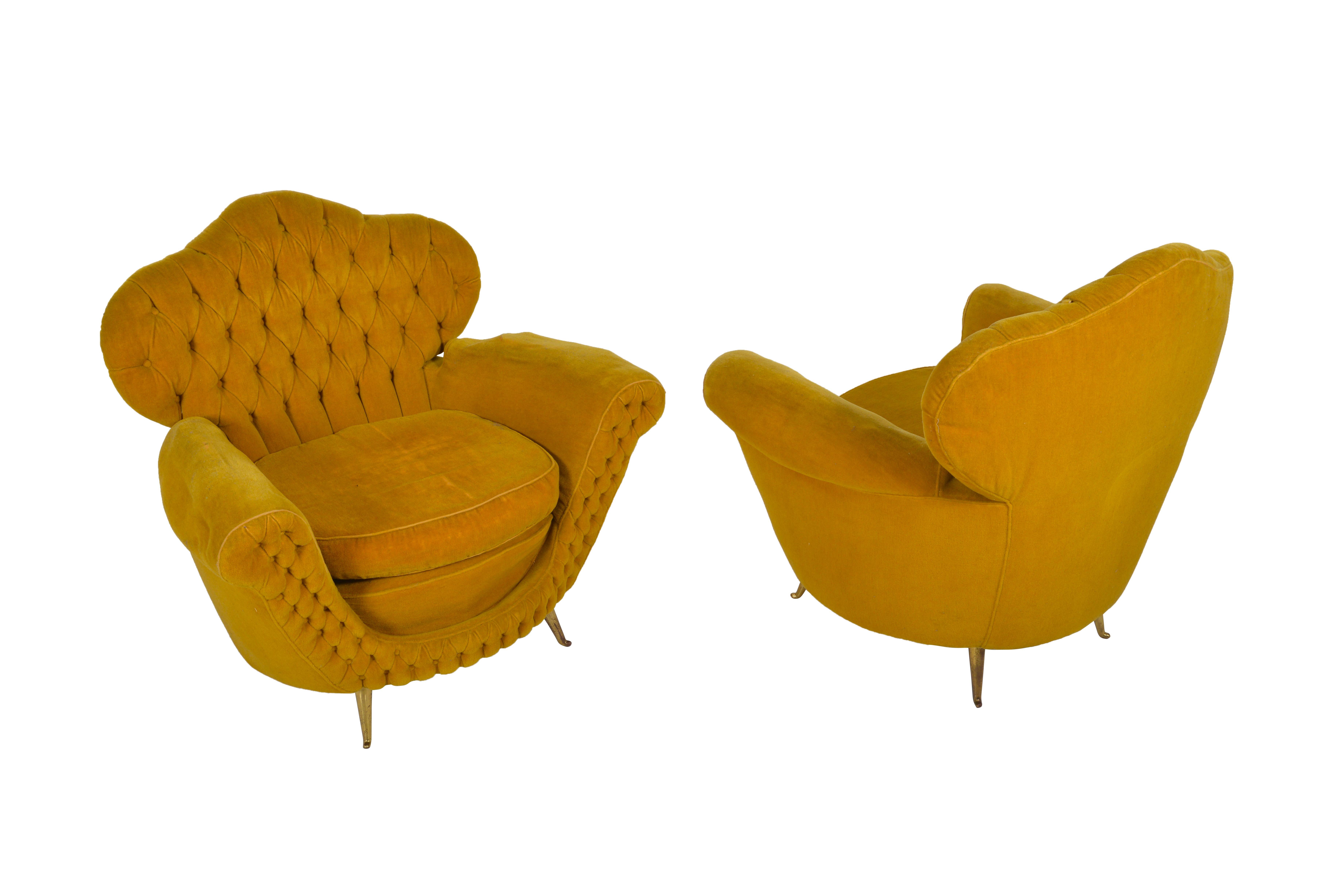 20th Century Pair of Italian Club Chairs, 1950 For Sale