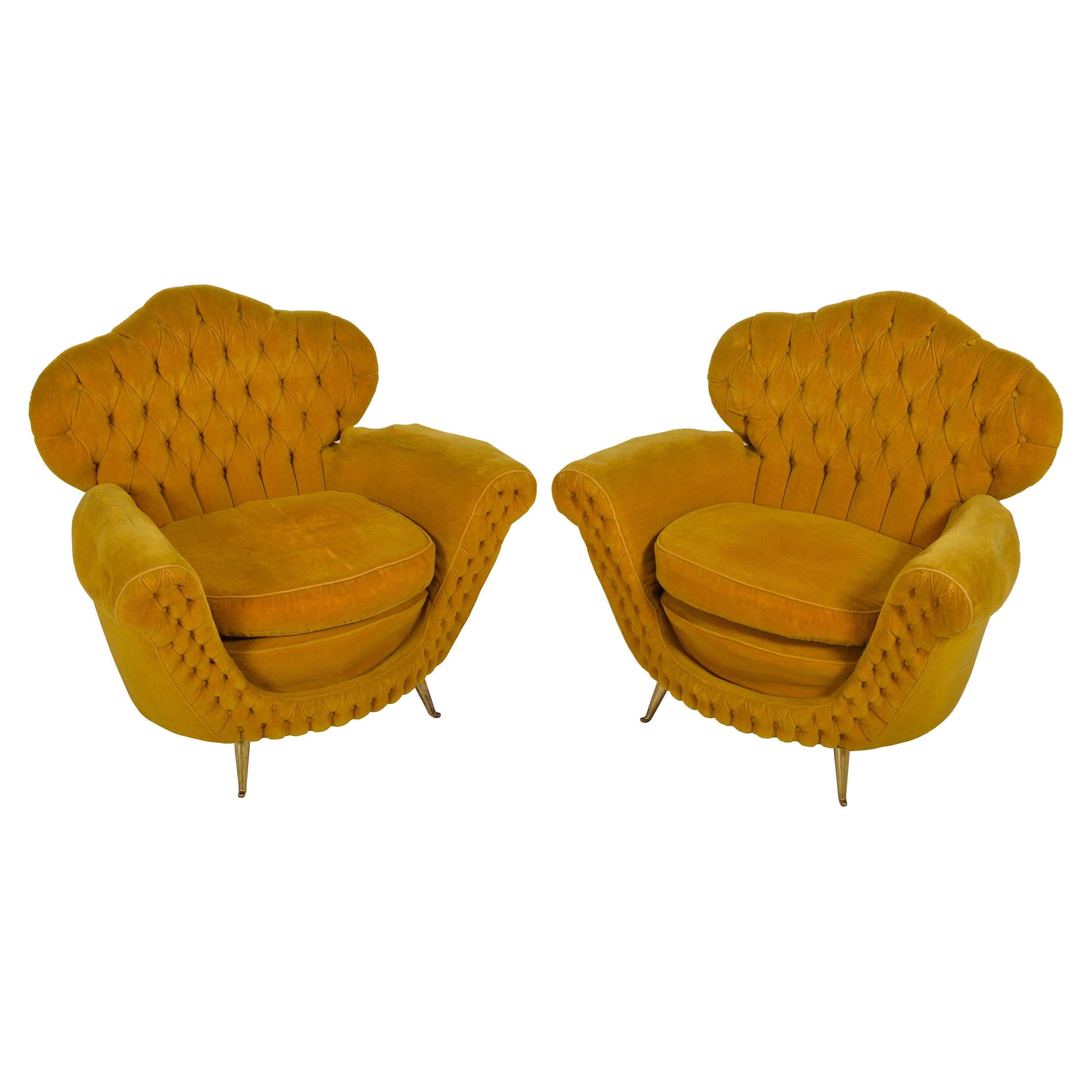 Pair of Italian Club Chairs, 1950 For Sale