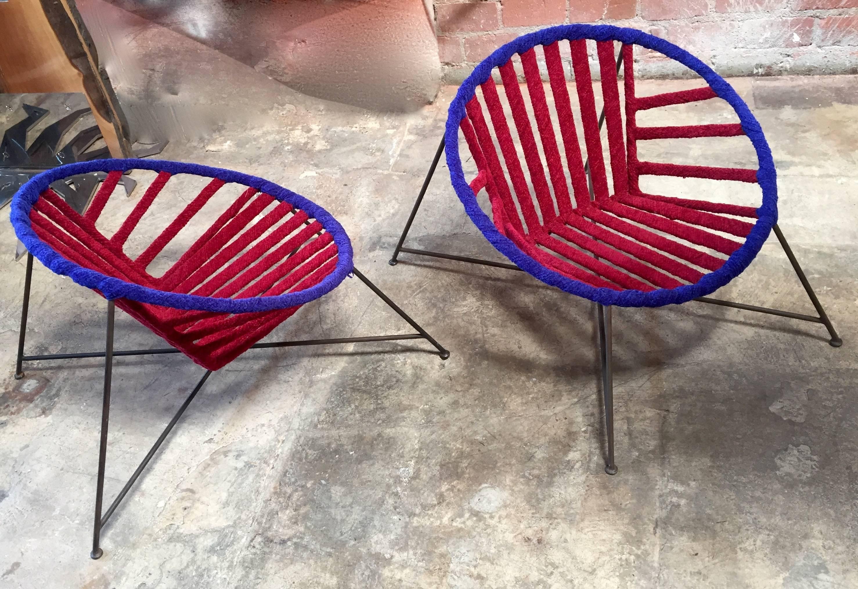 Unique set of two 1960s iron and fabric club chairs by Maurizio Tempestini, Italy.