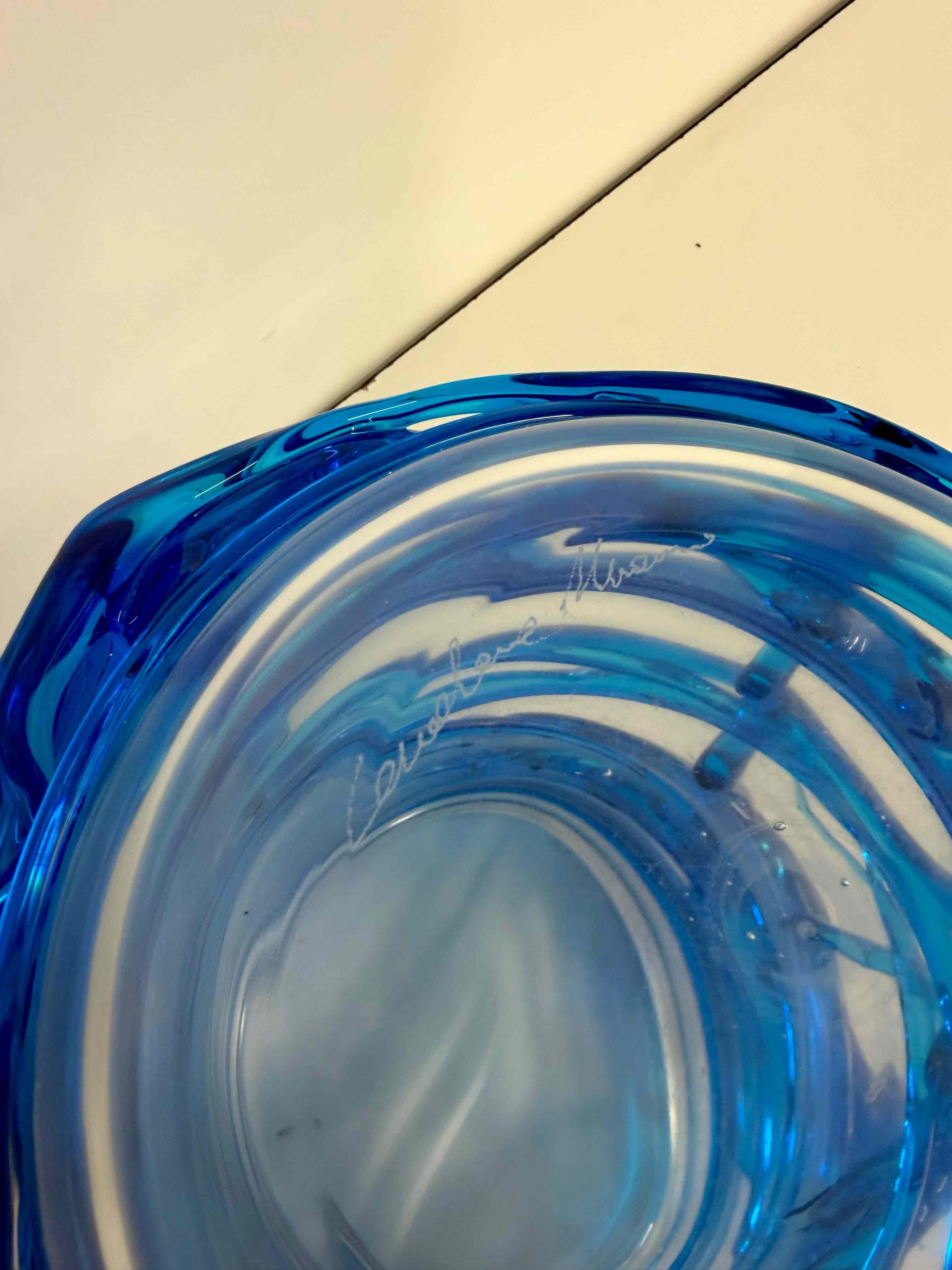 Coppia di vasi italiani in vetro di Murano blu cobalto di Cenedese in vendita 1