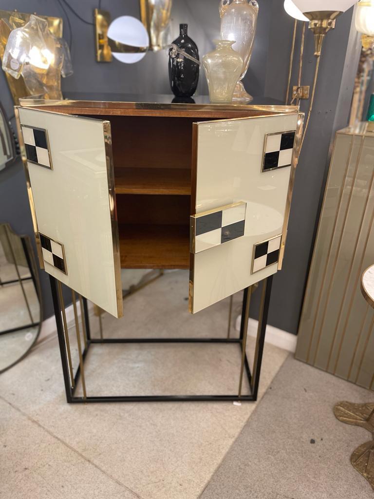 Brass Pair of Italian Cocktail Cabinets For Sale