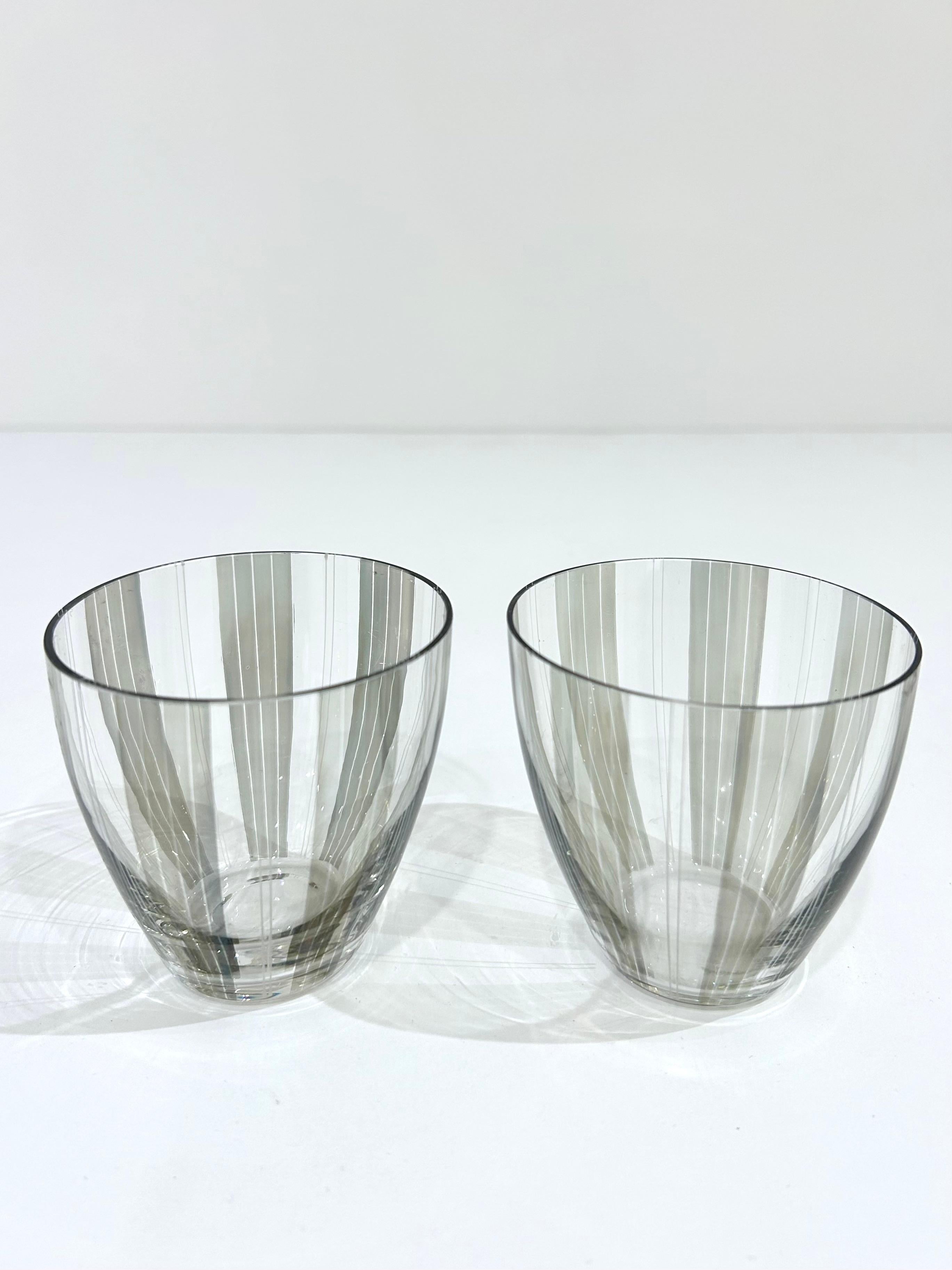 Pair of vintage Italian striped cocktail glasses.
