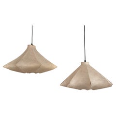 Pair of Italian Designer Cocoon Pendant lights original from the 1960s