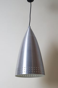 Pair of Italian Cone Mid-Century Aluminum Pendant Lights by Ideal Light, 1990s
