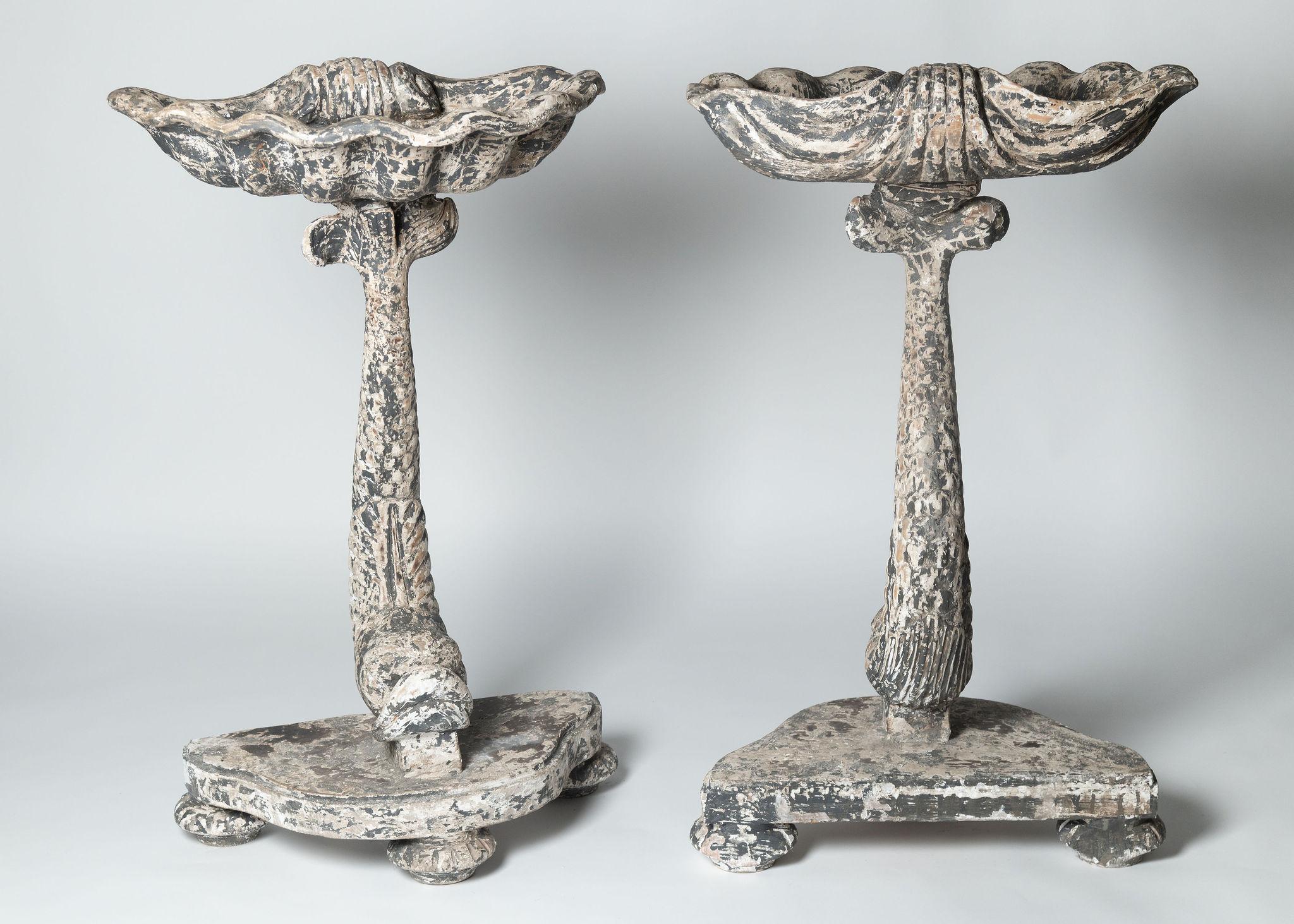 Pair of Italian console tables, dolphins, side tables, bathroom, decorative  For Sale 2