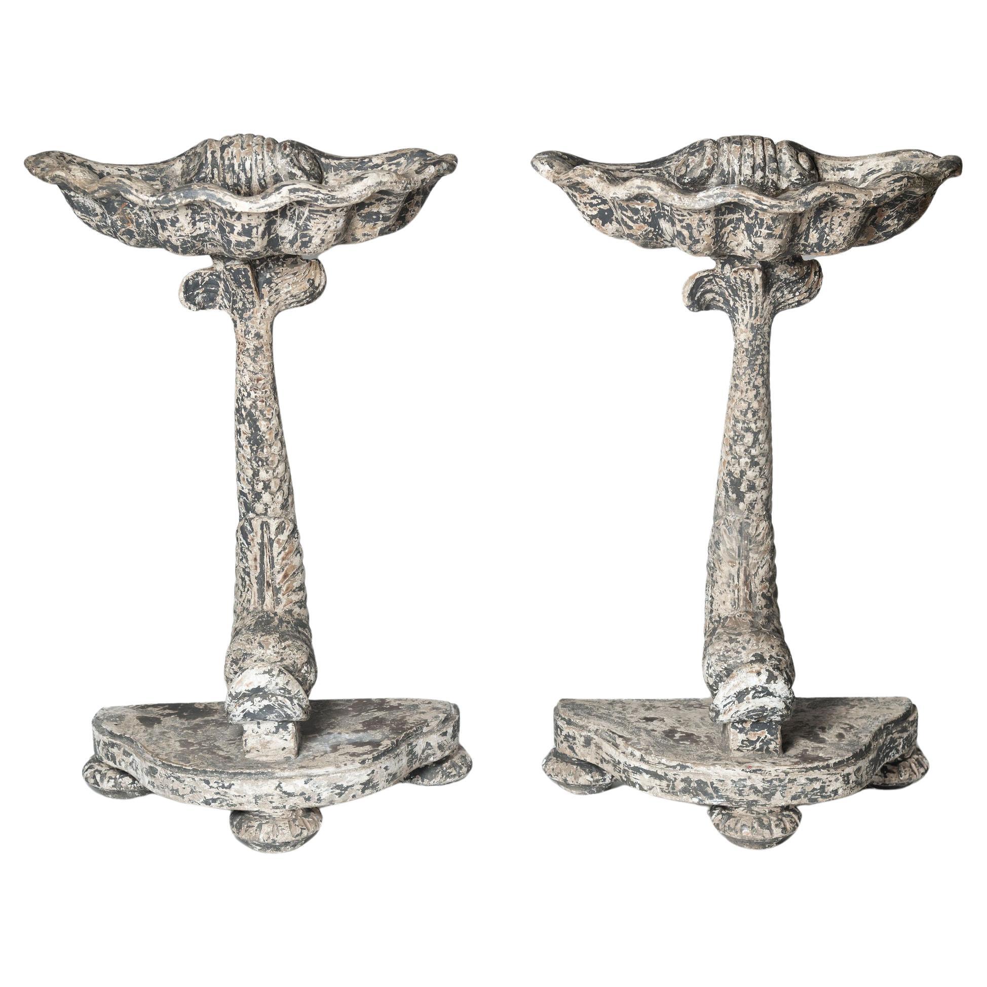 Pair of Italian console tables, dolphins, side tables, bathroom, decorative 