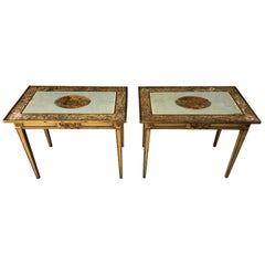 Pair of Italian Console Tables with Faux Painted Tops