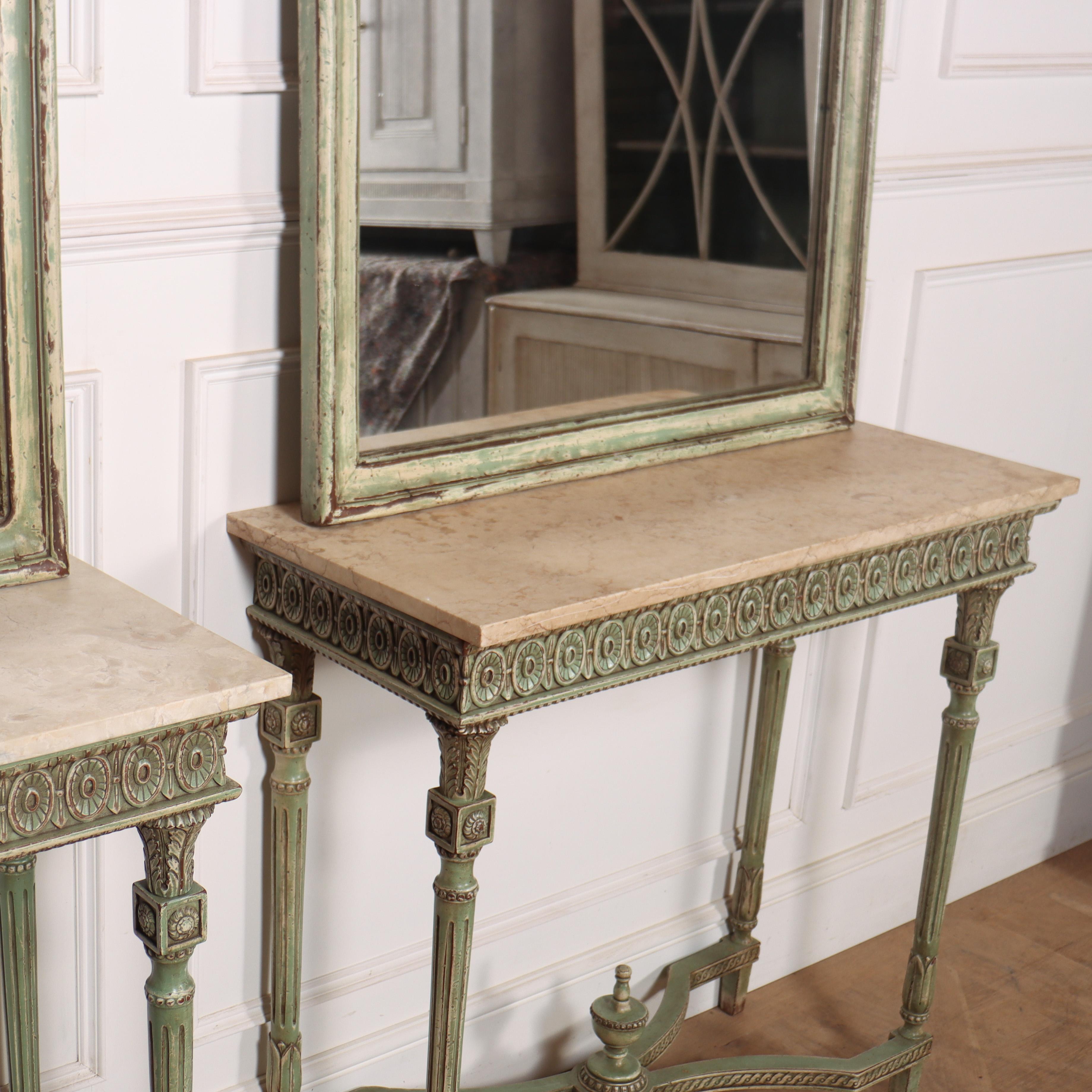 Pair of Italian Consoles and Mirrors 1
