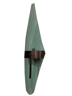 Pair of Italian Contemporary Fontana Arte-Style Green Glass Wall Sconces