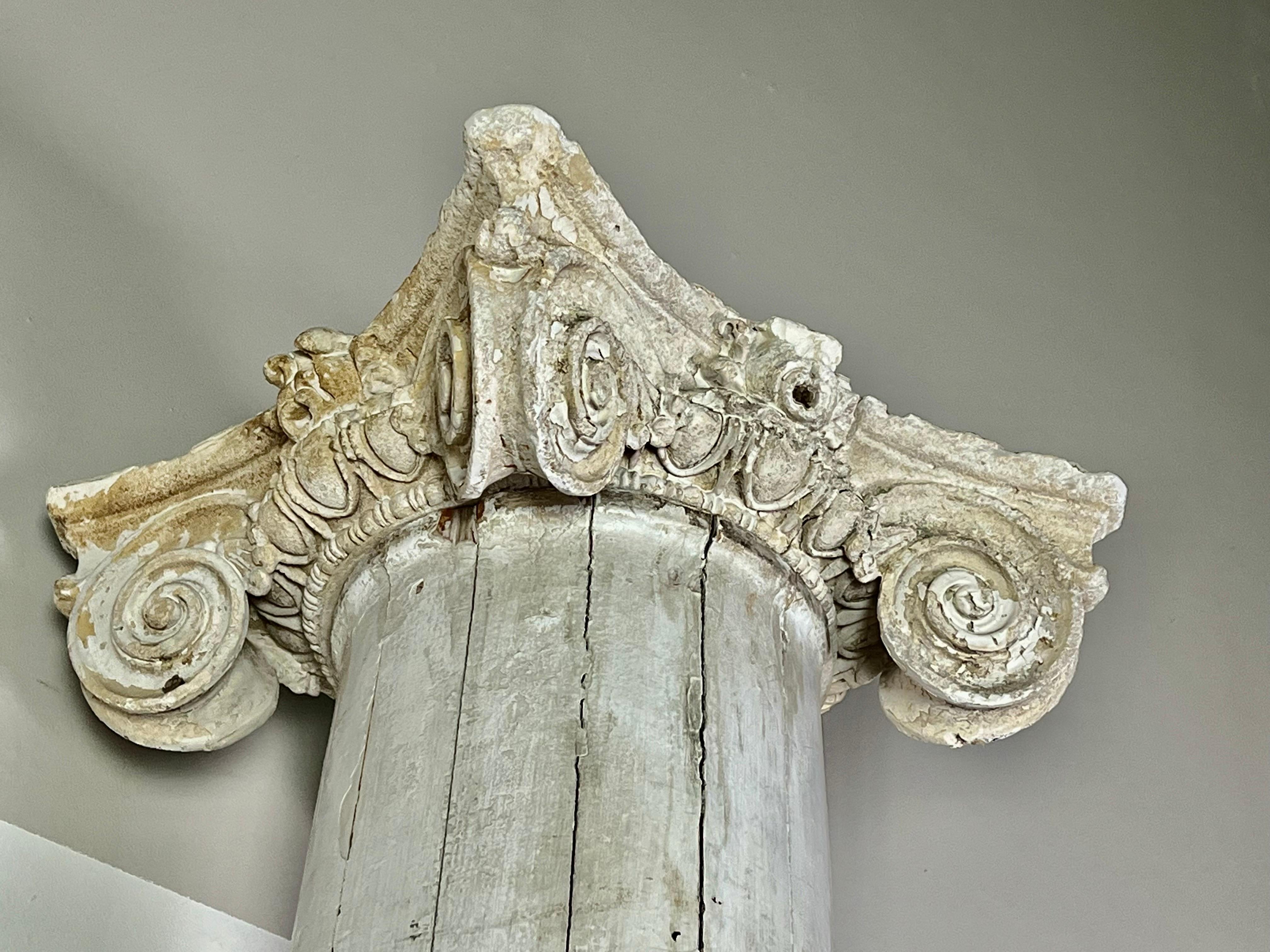 Pair of Italian Corinthian Capitals Sitting on Monumental Columns2 Sets Availabe For Sale 3