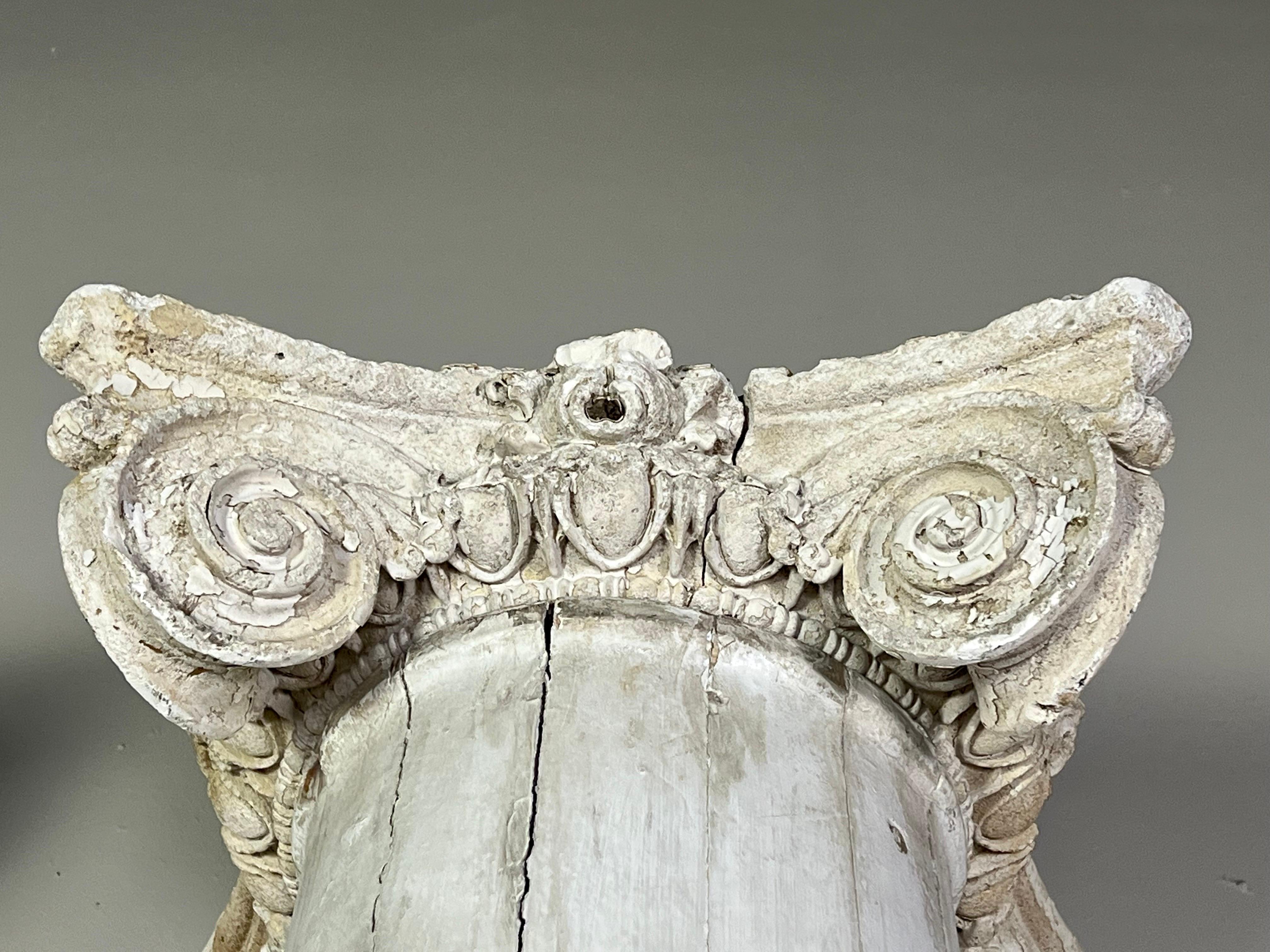 Pair of Italian Corinthian Capitals Sitting on Monumental Columns2 Sets Availabe For Sale 6