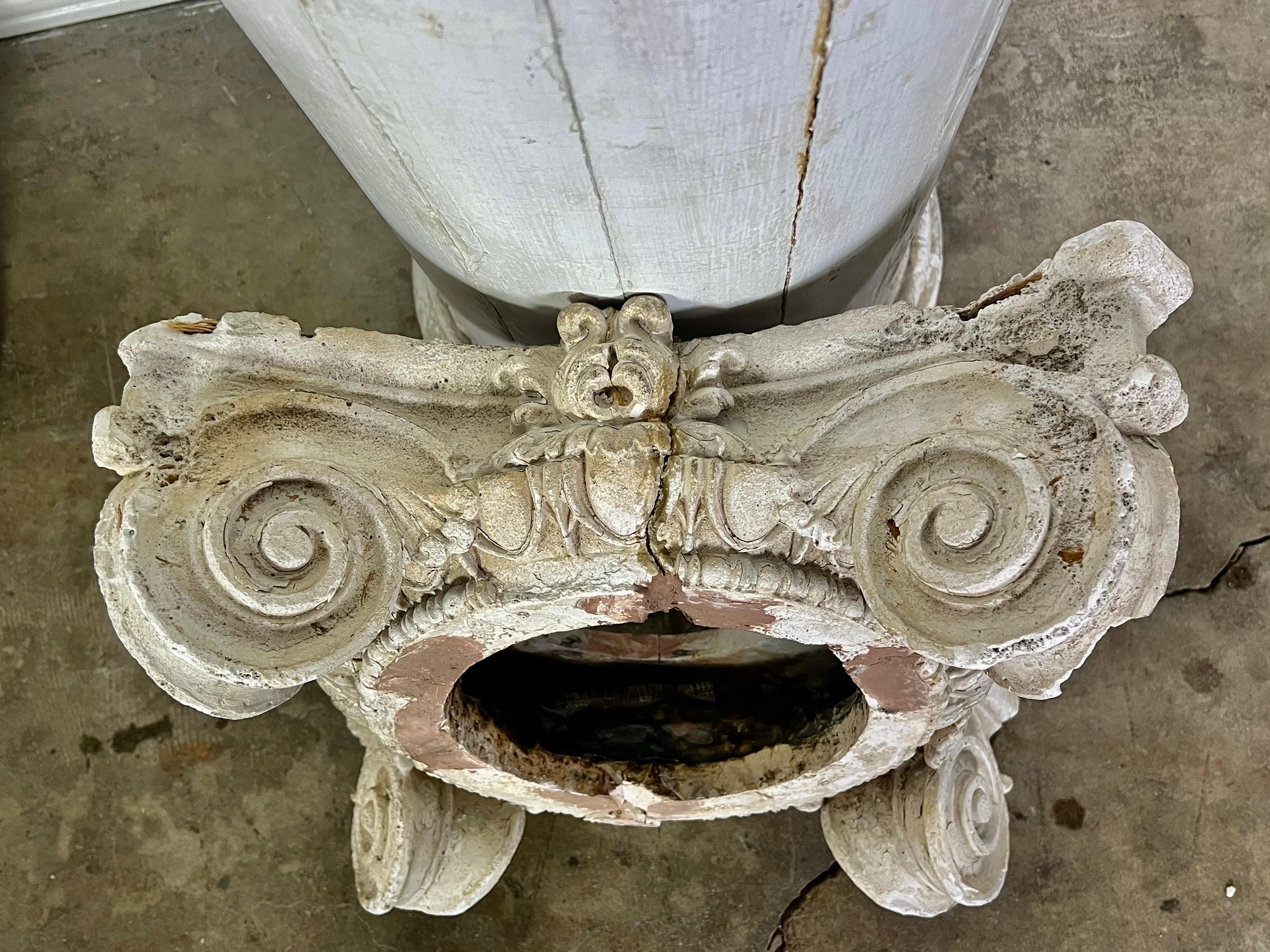 Pair of Italian Corinthian Capitals Sitting on Monumental Columns2 Sets Availabe For Sale 11