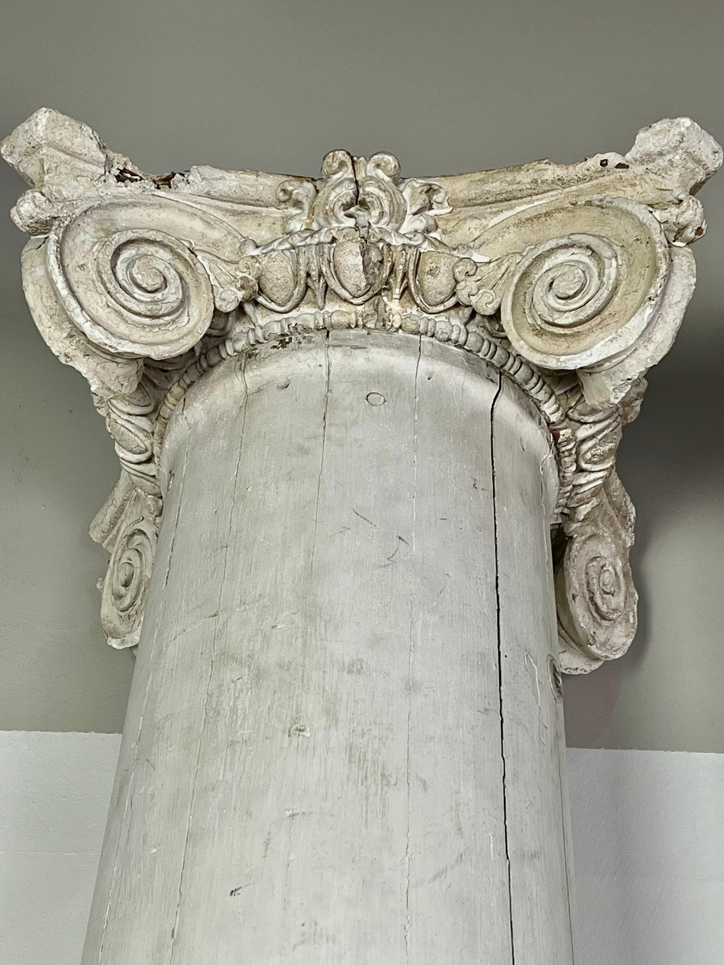 Pair of Italian Corinthian Capitals Sitting on Monumental Columns2 Sets Availabe For Sale 1