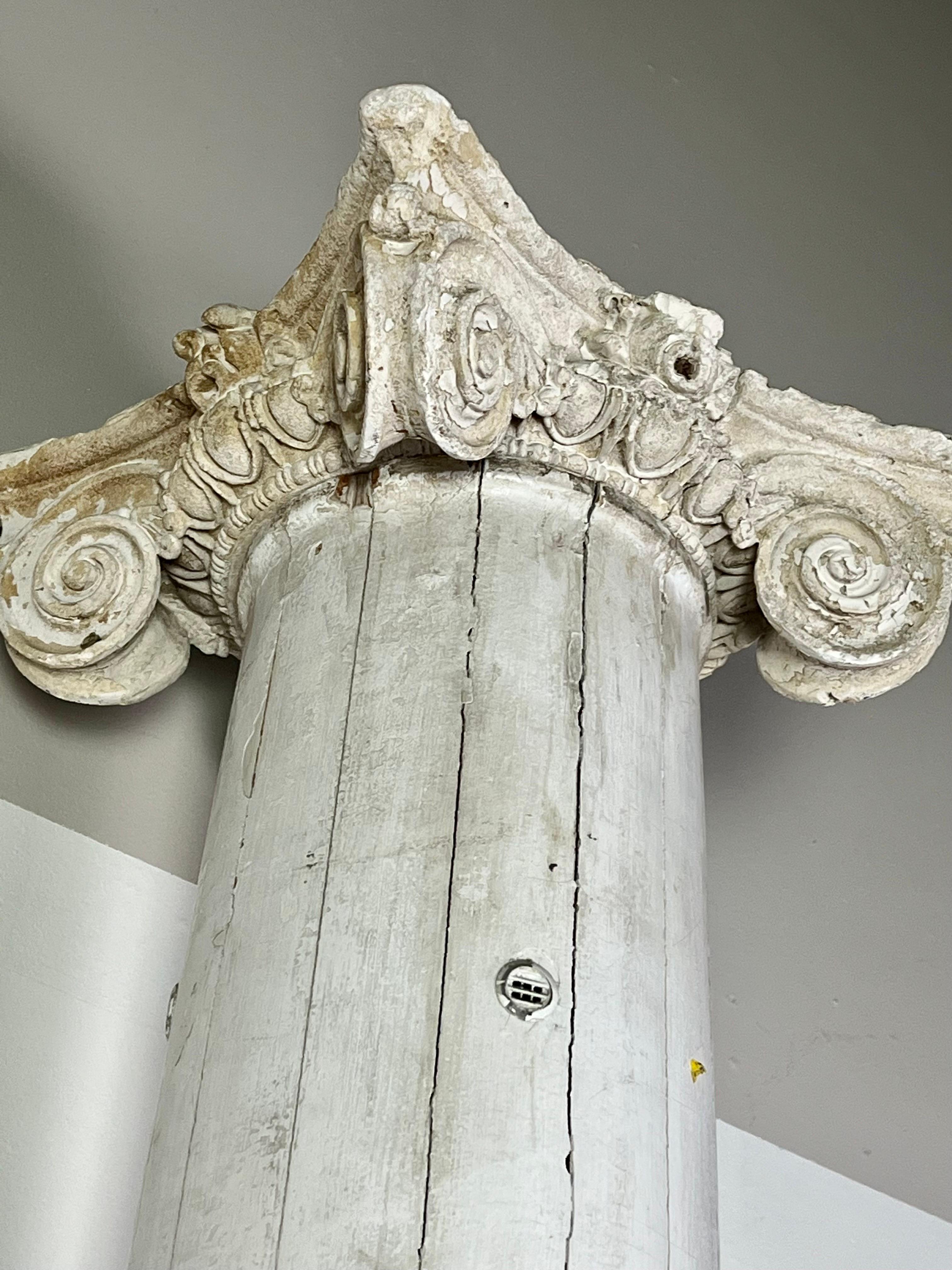 Pair of Italian Corinthian Capitals Sitting on Monumental Columns2 Sets Availabe For Sale 2