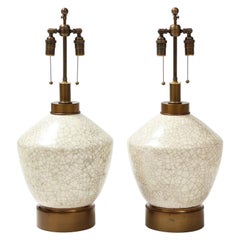 Pair of Italian Crackle Glazed Ceramic Lamps Pair of Italian Crackle Glazed Ceramic Lamps