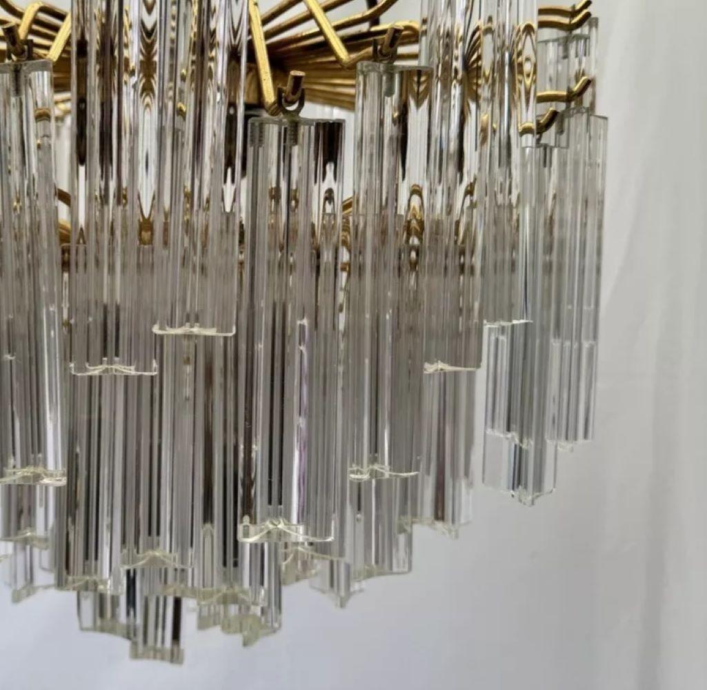Polished Pair of C1960s Italian Crystal Chandeliers by Venini