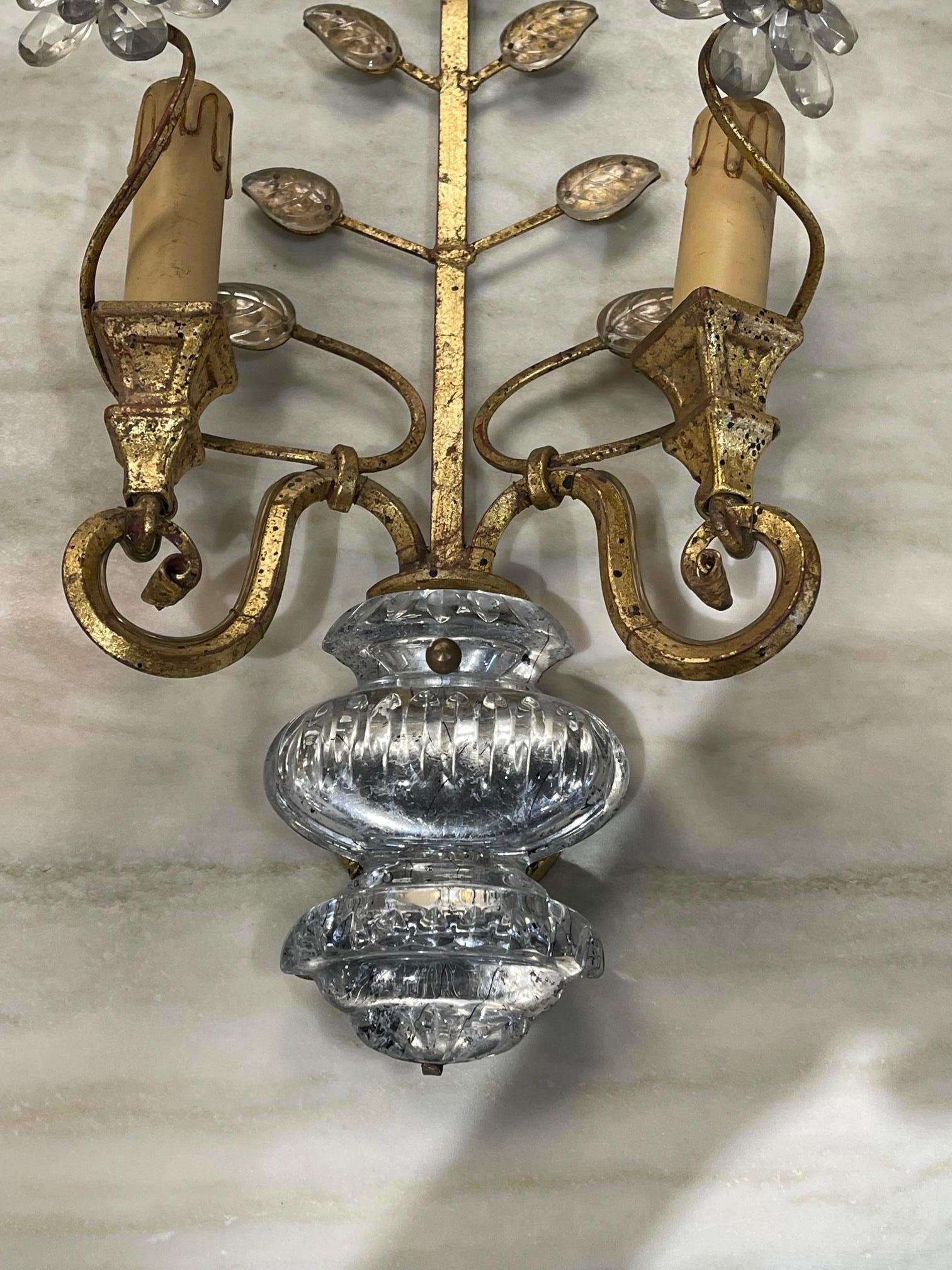Mid-20th Century Pair of Italian Bagues Style Sconces For Sale