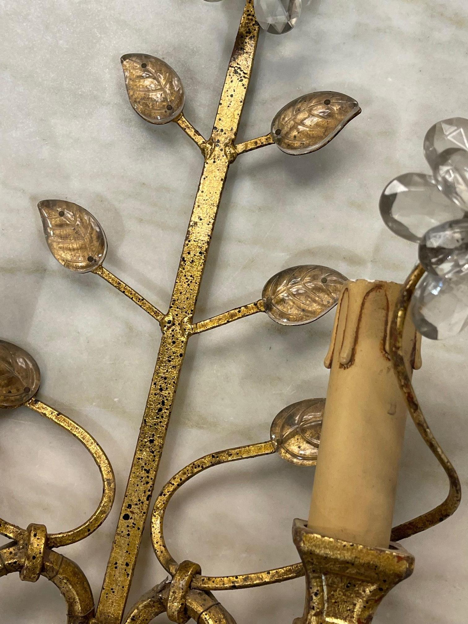 Pair of Italian Bagues Style Sconces For Sale 2