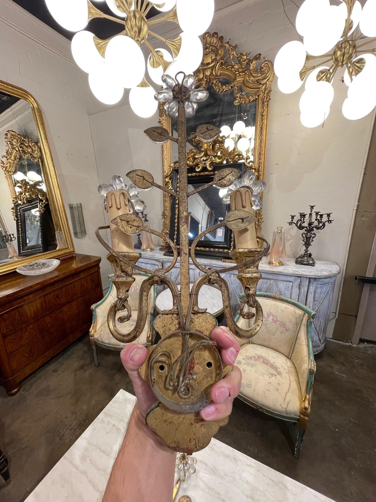 Pair of Italian Bagues Style Sconces For Sale 3